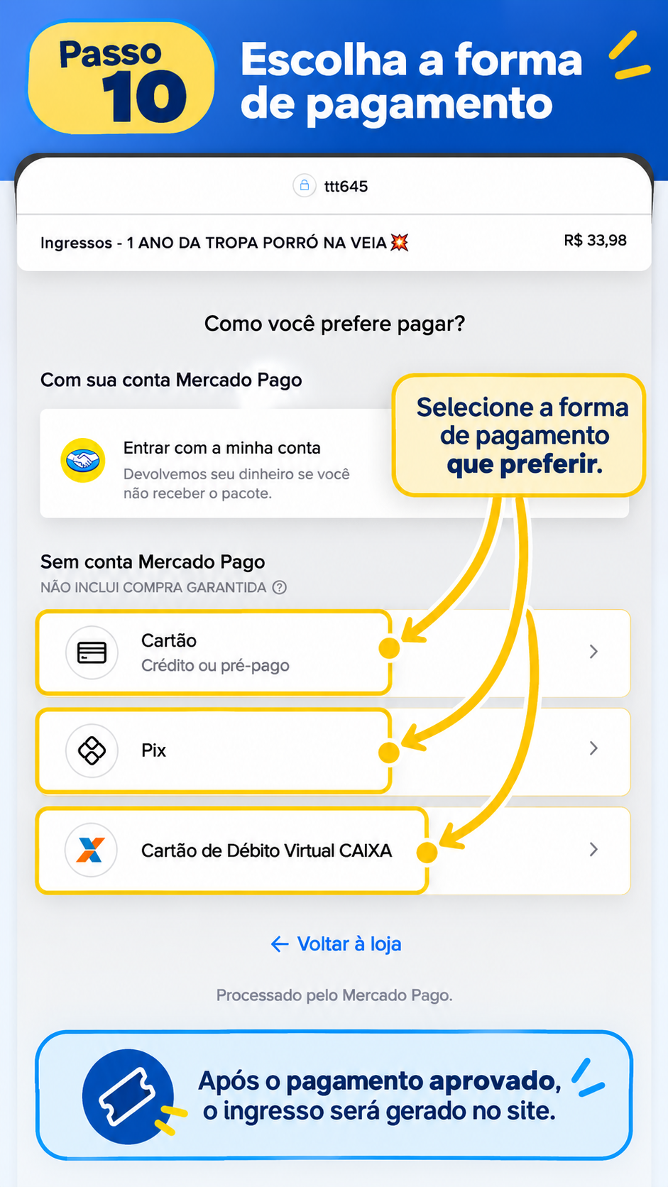 
                                Etapa
                                10 -
                                Realize o pagamento
                            