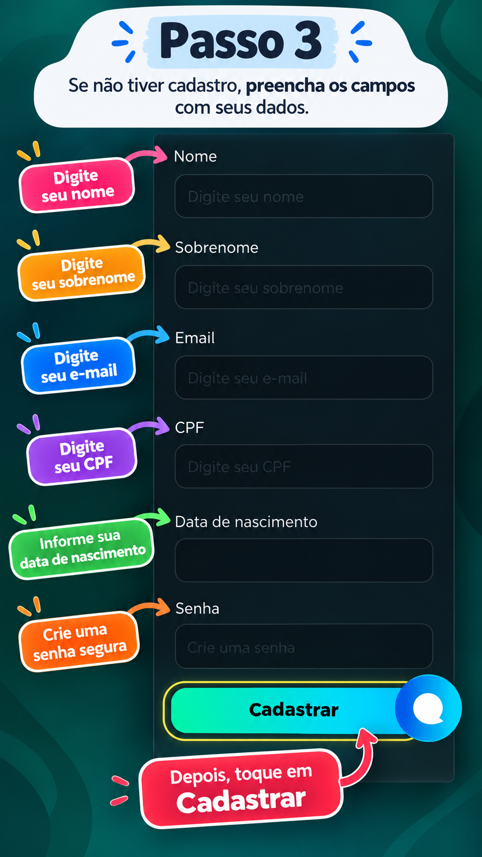 
                                Etapa
                                3 -
                                Ainda não possui cadastro?
                            