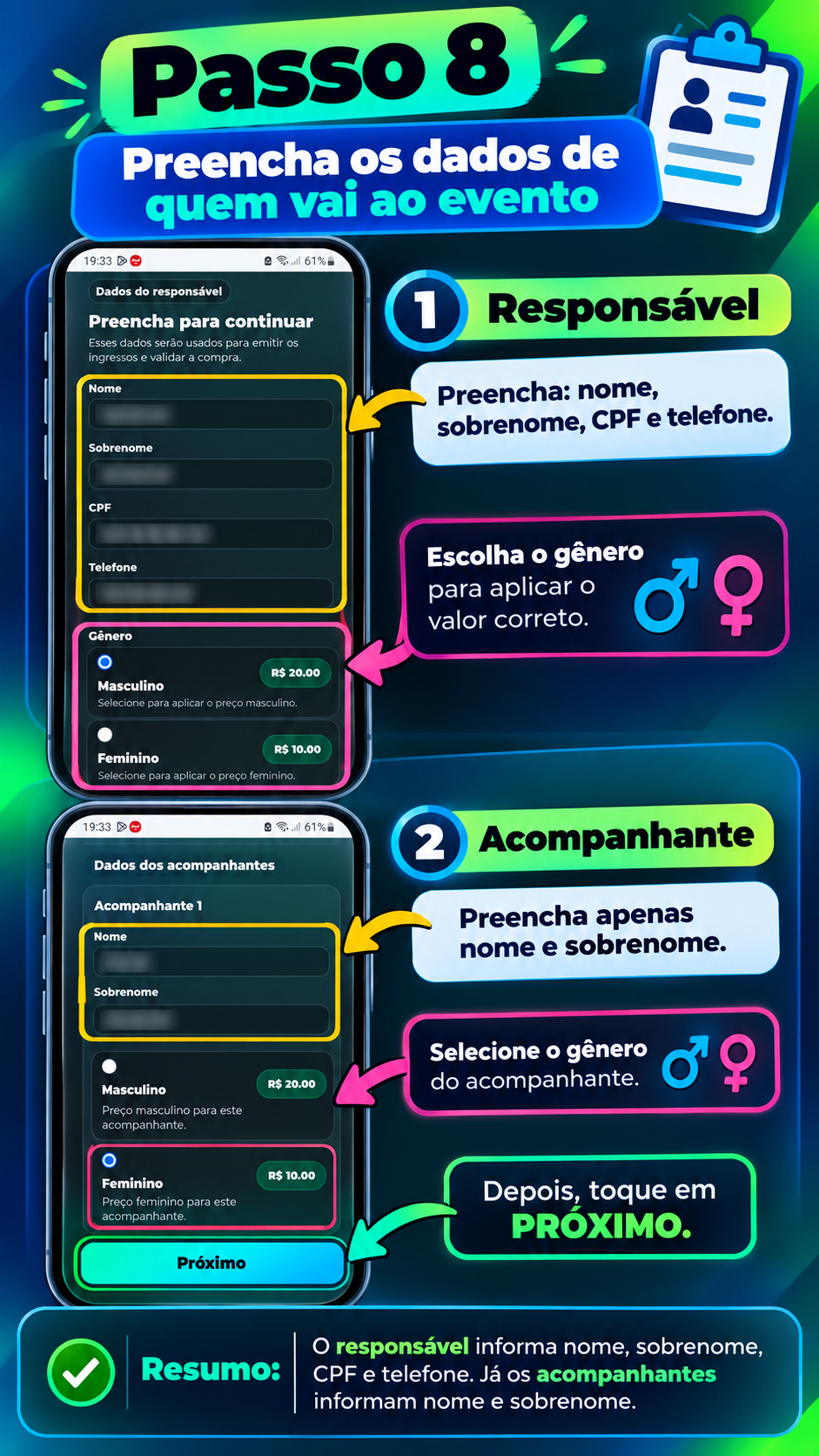 
                                Etapa
                                8 -
                                Informe quem irá ao evento
                            